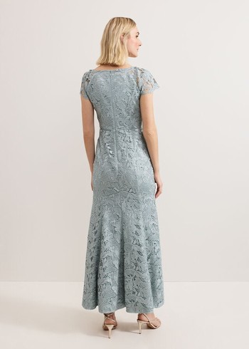 Phase Eight Phia Tux Lace Dress Blue Canada | HGKNRJ-017